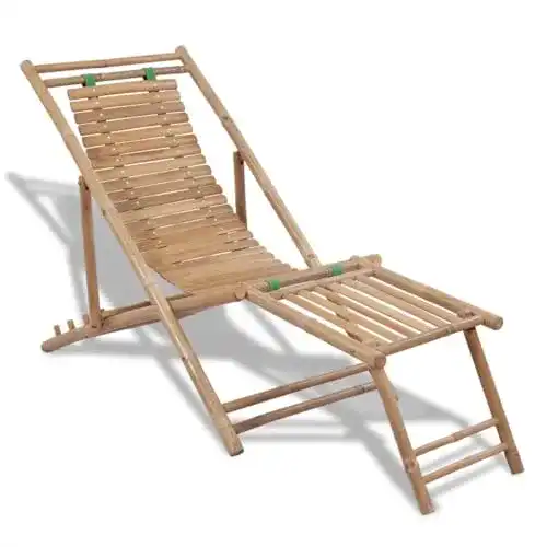 Deckchair vidaXL Bambus Liegestuhl Relax mit Fußstütze