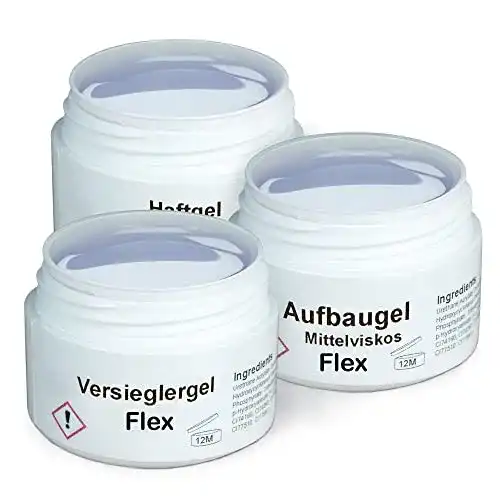 UV-Gel GS-Nails UV Flex-Gel-Set, 3x 15ml Nagel-Gel für Nail-Art