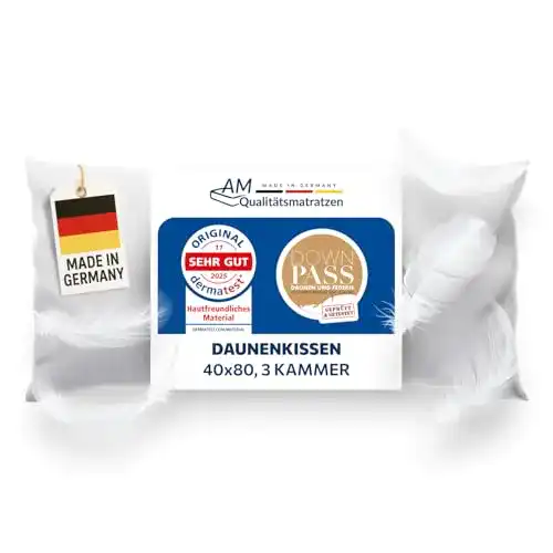 Kopfkissen 40 x 80 DormiGood, Daunenkissen, 3 Kammern