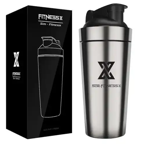 Edelstahl-Shaker X SIM FITNESSX 700ml Sport Fitness Edelstahl