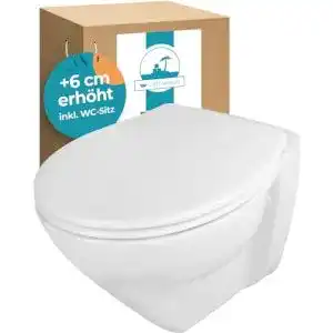 Wand-WC Calmwaters ® Erhöht spülrandlos Modern Plus