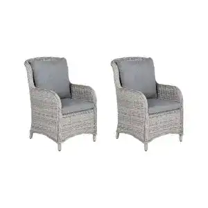 Rattansessel Beliani Gartensessel Rattan grau 2er Set CASCAIS