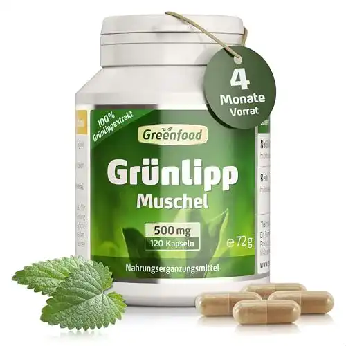 Grünlippmuschel-Kapseln Greenfood Grünlippmuschel, 500 mg