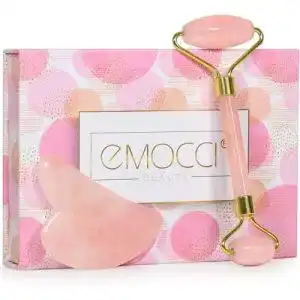 Jade-Roller EMOCCI Jade Roller Gesicht Rosenquarz Gua Sha