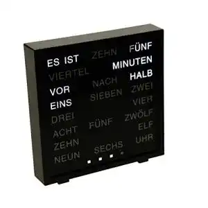 Wortuhr United Entertainment, LED Wort Uhr, schwarz, 17×16.5 cm
