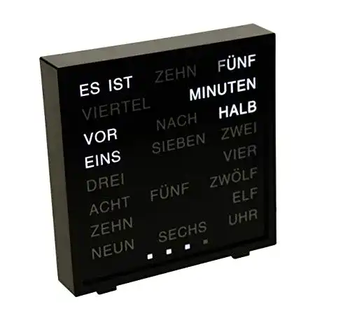 Wortuhr United Entertainment, LED Wort Uhr, schwarz, 17×16.5 cm