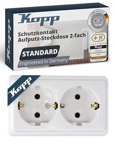 Aufputz-Steckdose Kopp Schutzkontakt-Steckdose, 2fach, 16A, 250V