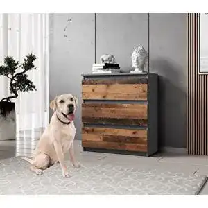 Kommode (Holz) Furnix, mit 3 Schubladen 70 x 37 x 76 cm Vintage