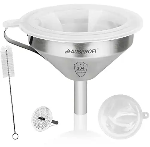 Trichter HAUSPROFI 5 Zoll aus Edelstahl und 200 Mesh Filter