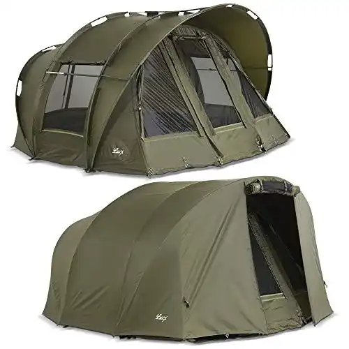 Angelzelt Lucx ® Leopard Bivvy + Winterskin 2-3 Mann + Überwurf 2 bis 3 Personen Karpfenzelt + Overwrap Angler Zelt Carp