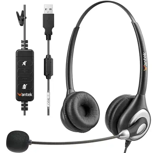 Headset (Büro) Wantek USB-Headset mit Mikrofon