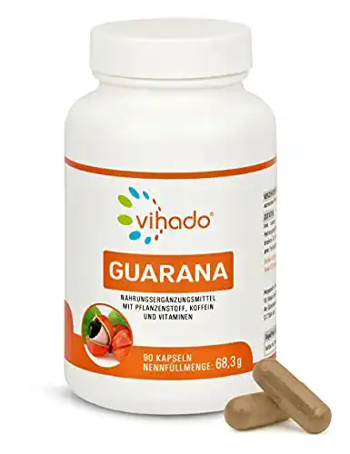 Guarana Vihado Kapseln, reich an natürlichem Koffein, 90 Kapseln