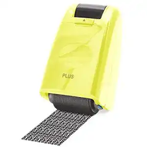 Rollstempel PLUS JAPAN, Datenschutz Camouflage in Gelb