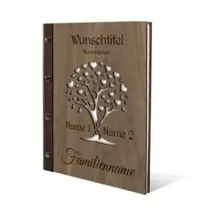Stammbuch Kartenmachen.de Nussbaum Holz Gravur