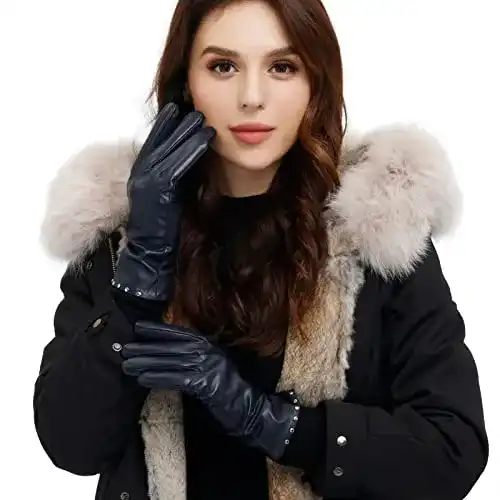 Lederhandschuhe Damen Acdyion Damen Winter Touchscreen Handschuhe