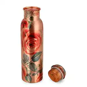 Kupfer-Trinkflasche Zap Impex Reine kupferne Blume gedruckt