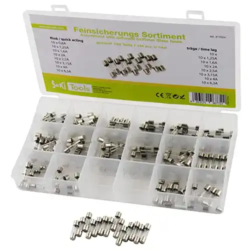 Feinsicherungen SeKi 317024 160 Teile Feinsicherung 5×20 Sortiment