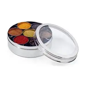 Gewürzdosen Zinel Gewürzbehälter, Masala Dabba mit 7 Schalen