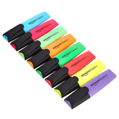 Textmarker Amazon Basics in versch. leuchtenden Farben, 8 Stück