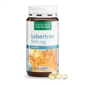 Lebertran Kräuterhaus Sanct Bernhard, Vitamin A, D3, 200 Kapseln