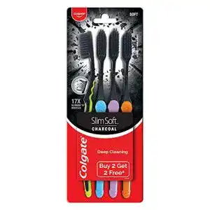 Aktivkohle-Zahnbürste COLGATE Slim Soft Charcoal 3 Stück