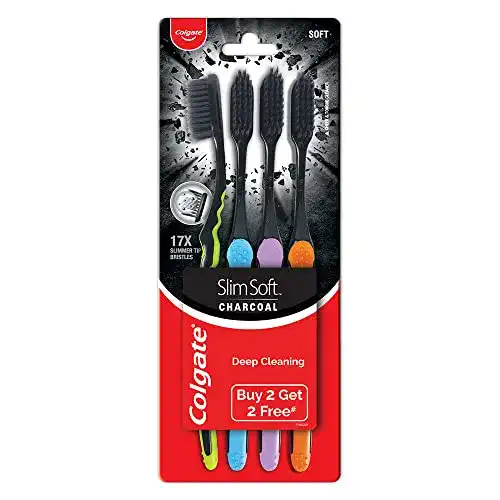 Aktivkohle-Zahnbürste COLGATE Slim Soft Charcoal 3 Stück