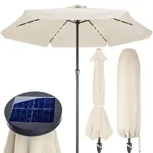 Sonnenschirm (weiß) Kingsleeve Sonnenschirm LED Beleuchtung