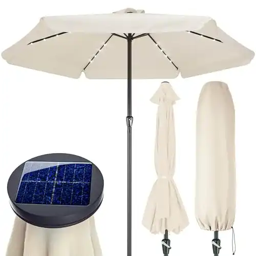 Sonnenschirm (weiß) Kingsleeve Sonnenschirm LED Beleuchtung