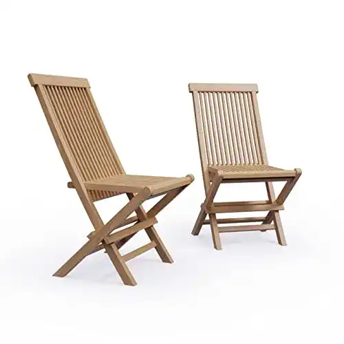 Gartenstühle KMH ® 2er Set Klappstühle, Teakholz (#102072)