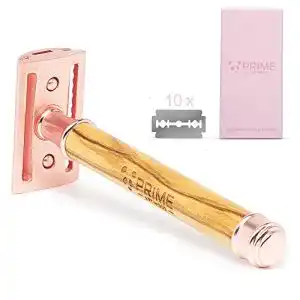 Rasierhobel Frauen PRIME ART WOOD Rose Gold, Safety Razor
