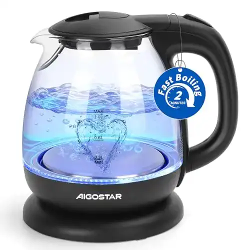 Wasserkocher 1 Liter Aigostar Glas mit led-Beleuchtung