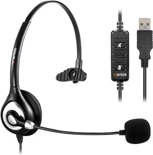 Mono-Headset Wantek USB Headset Mono mit Noise Cancelling