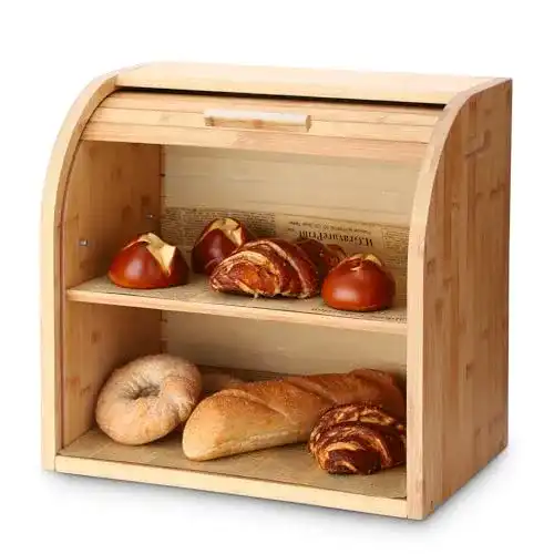 Brotkasten (Holz) G.a HOMEFAVOR Bambus mit Rolldeckel