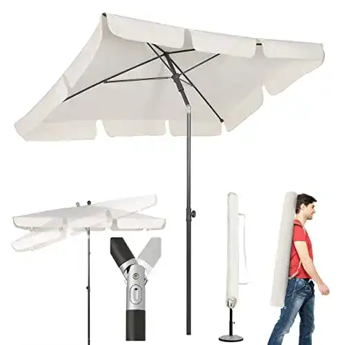 Sonnenschirm (weiß) Sekey ® 200 × 125 cm, UV 50+ Quadratisch