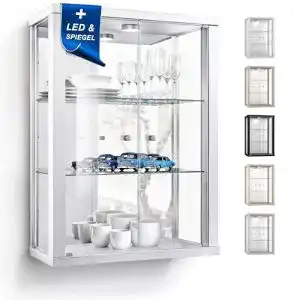 Sammlervitrine K-Möbel Glasvitrine in Weiss, 80x60x25 cm
