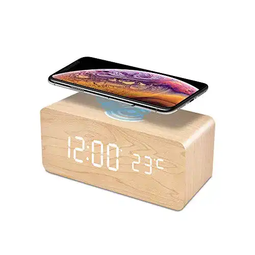 Holz-Wecker FiBiSonic LED digital mit Temperaturanzeige
