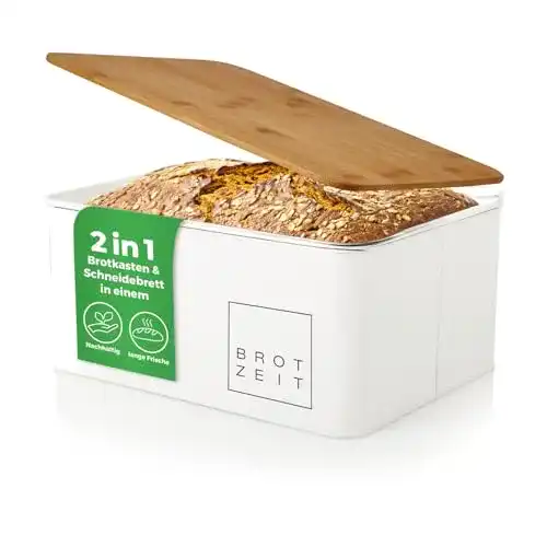 Brotkasten Lumaland Cuisine, aus Metall mit Bambus Deckel