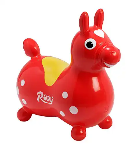 Hüpftier Ledraplastic 8002 Jakobs 4019960 – Rody Hüpfpferd, rot