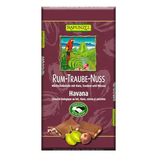 Rapunzel-Schokolade Rapunzel Bio Vollmilch Rum-Traube-Nuss, 6x