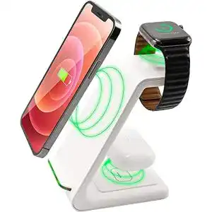 Apple-Watch-Ladegerät Heuken 3 in 1 Wireless Ladestation Weiss