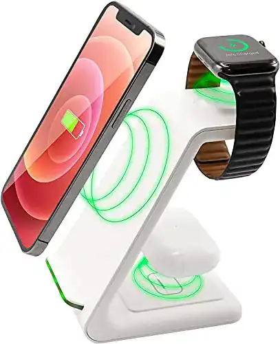 Apple-Watch-Ladegerät Heuken 3 in 1 Wireless Ladestation Weiss