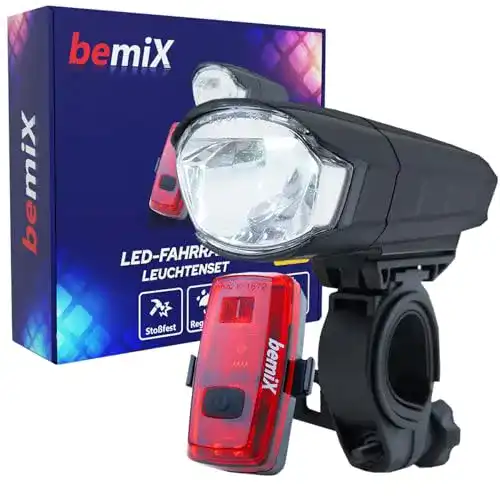 Fahrradbeleuchtung Batterie bemiX Fahrradlicht Set StVZO