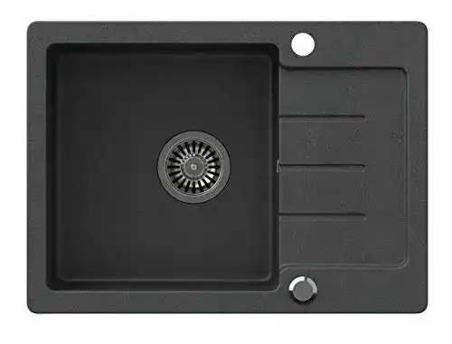 Granitspüle VBChome Spülbecken Schwarz 60 x 44 cm Granit