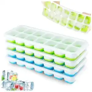Eiswürfelform Airabc, 4er Pack Silikon mit Deckel, Platzsparend