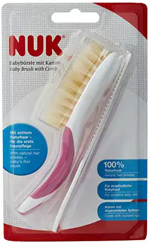Babybürste NUK aus 100% Naturhaar mit Kamm, abgerundet