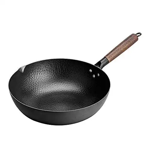 Wok Carbonstahl COTOM handgehämmerte Wokpfanne