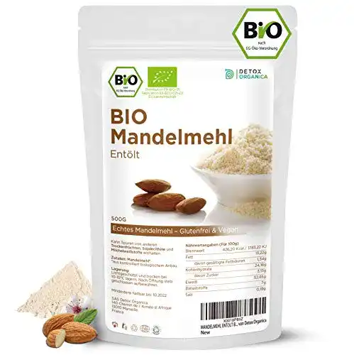 Mandelmehl entölt Detox Organica BIO, 500g, entölt, hell