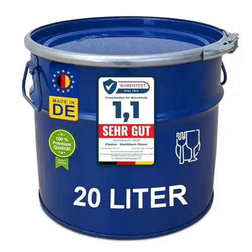 Metallfass plasteo Stahlfass 20 Liter Hobbock Deckelfass, konisch