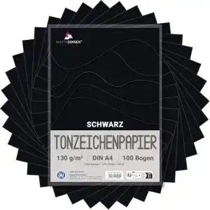 Bastelpapier MARPAJANSEN Tonzeichenpapier Schwarz Matt, DIN A4