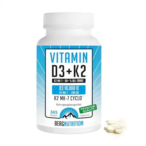 Vitamin-D3-K2 Berg Nutriton, 365 vegetarische Tabletten
